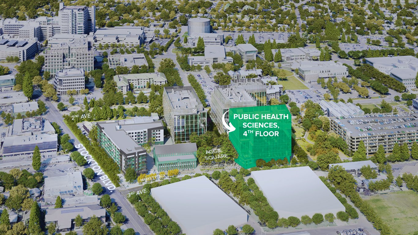 Map with location of Public Health Sciences at Aggie Square